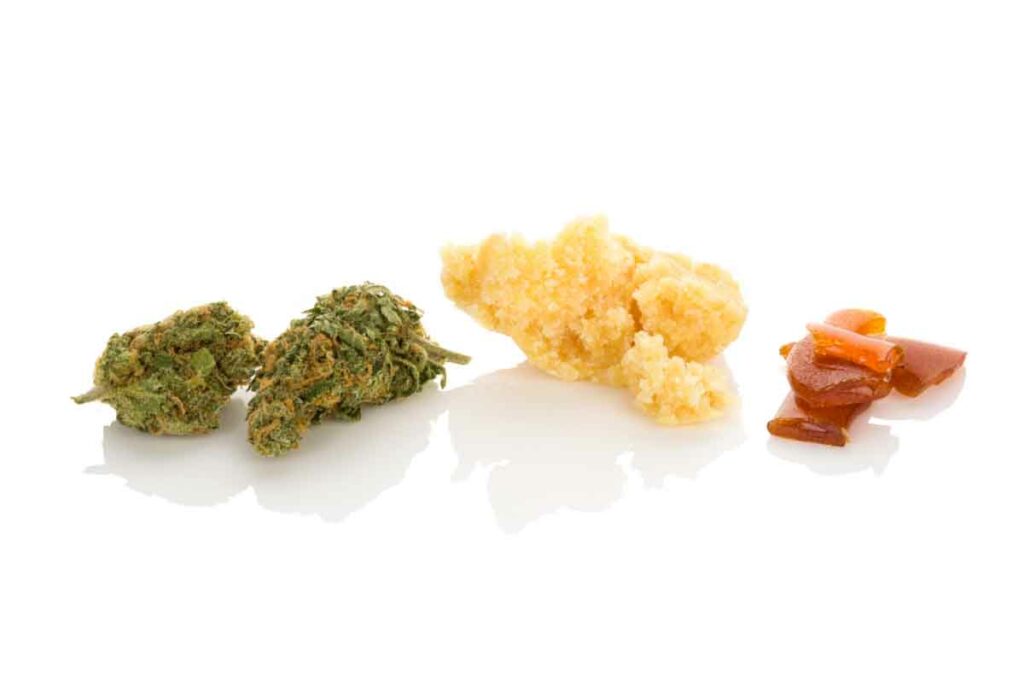 Cannabis buds, crumble, and shatter