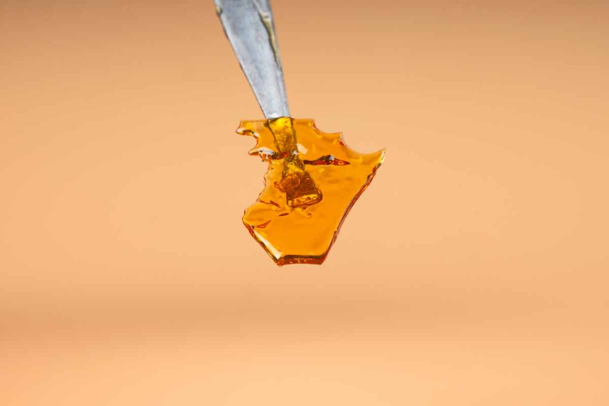 Cannabis shatter on a dab stick